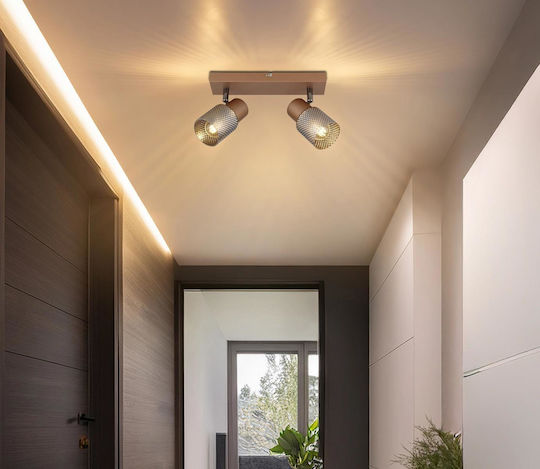 Globo Lighting Doppel Spot mit Fassung E14 in Braun Farbe
