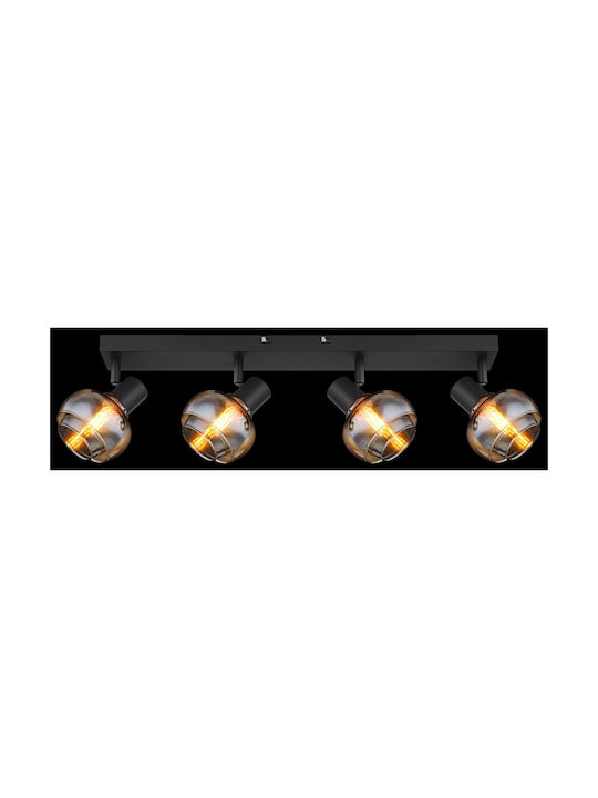 Globo Lighting Spot with 4 Lights and with Socket E14 in Black Color