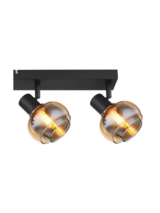 Globo Lighting Spot with 4 Lights and with Socket E14 in Black Color