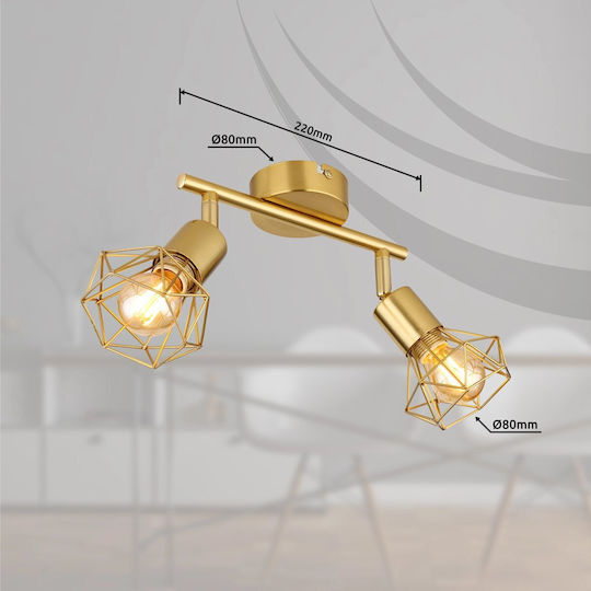 Globo Lighting Διπλό Σποτ με Ντουί E14 σε Χρυσό Χρώμα