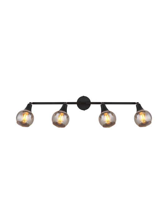 Globo Lighting Spot with 4 Lights and with Socket E14 in Black Color