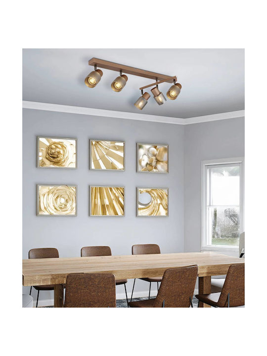Globo Lighting Σποτ με 5 Φώτα και με Ντουί E14 σε Καφέ Χρώμα