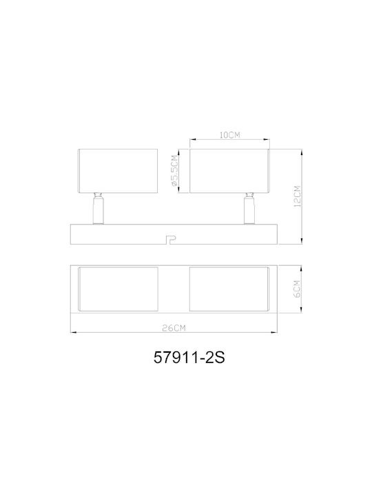 Globo Lighting Dublu Spot cu Soclu GU10 în Culoare Gri