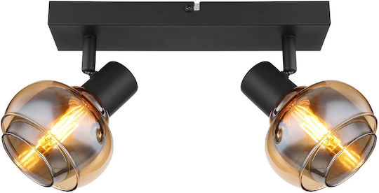 Globo Lighting Double Spot with Socket E14 in Black Color