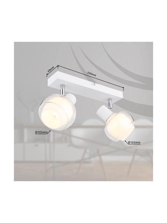 Globo Lighting Double Spot with Socket E14 in White Color