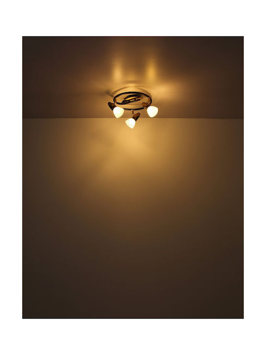 Globo Lighting Τριπλό Σποτ με Ντουί E14 σε Χρυσό Χρώμα