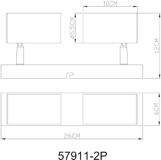 Globo Lighting Διπλό Σποτ με Ντουί GU10 σε Πορτοκαλί Χρώμα