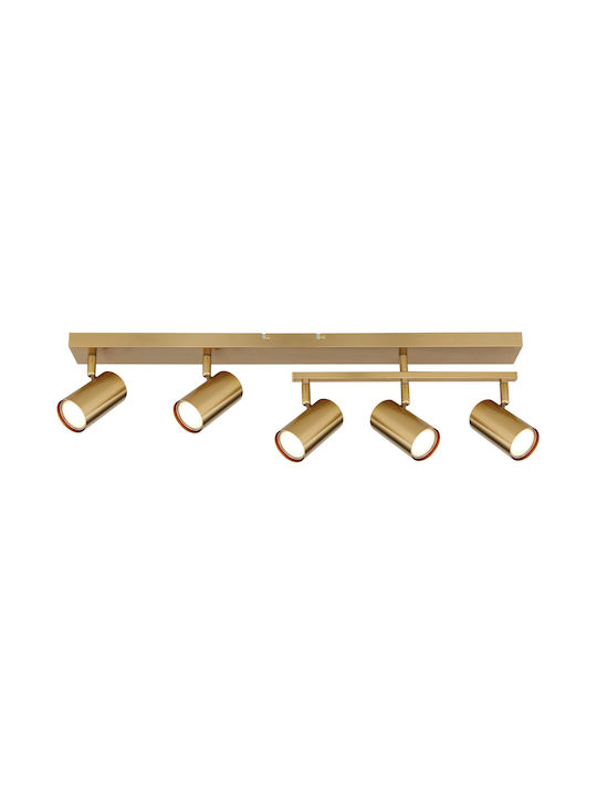 Globo Lighting Spot with 5 Lights and with Socket GU10 in Gold Color