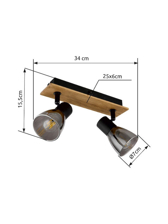Globo Lighting Claude Double Spot with Socket E14 in Brown Color