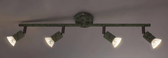 Globo Lighting Olana Spot with 4 Lights and with Socket GU10 in Green Color