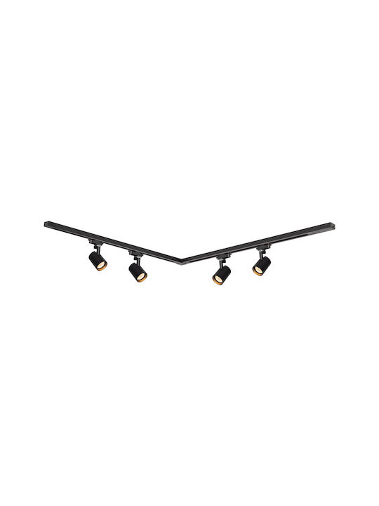 Eko Light Spot cu 4 Lumini și cu Soclu GU10 în Culoare Negru