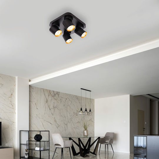 Eko Light Andy Spot cu 4 Lumini și cu Soclu GU10 în Culoare Negru