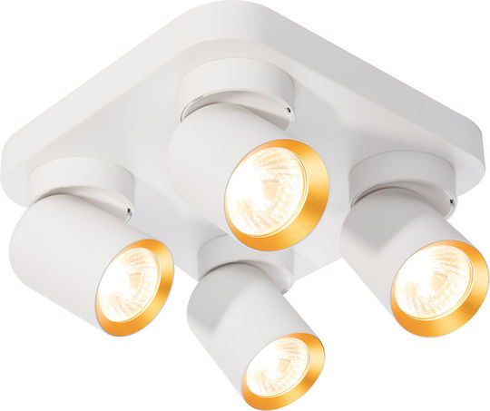 Eko Light Andy Spot cu 4 Lumini și cu Soclu GU10 în Culoare Alb