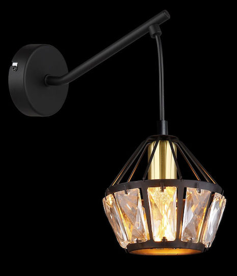 Globo Lighting Φωτιστικό Τοίχου με Ντουί E14 Μαύρο 12.5x25εκ.
