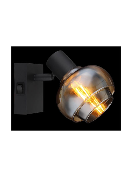 Globo Lighting Φωτιστικό Τοίχου με Ντουί E14 και Διακόπτη Μαύρο 10.5x12.5εκ.