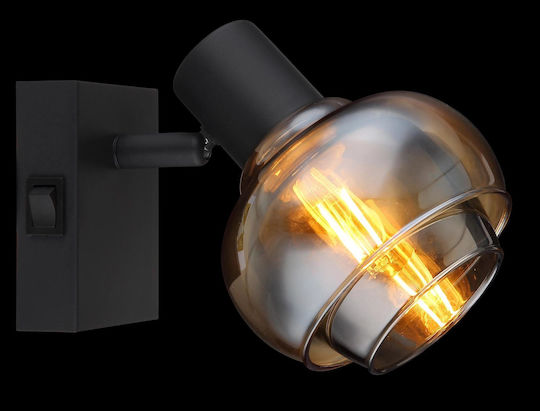 Globo Lighting Lamp Wall with Socket E14 and Switch Black 10.5x12.5cm