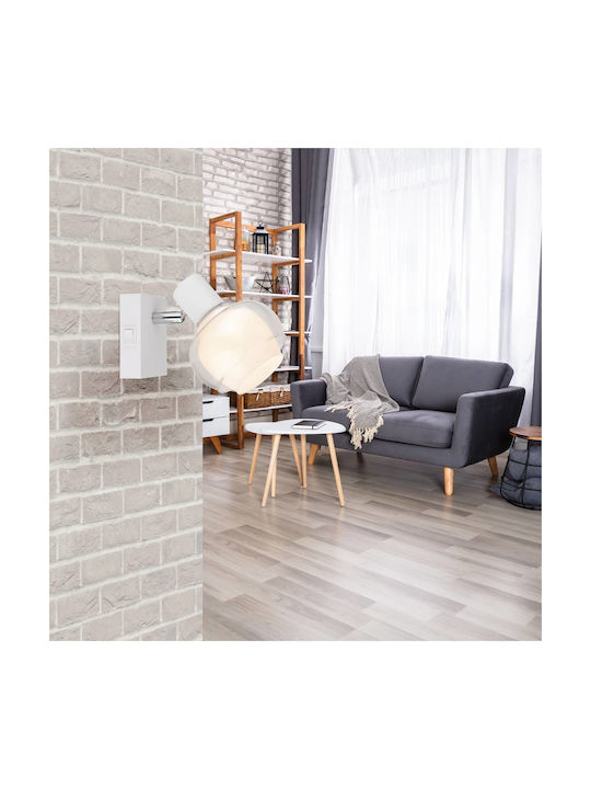 Globo Lighting Lamp Wall with Socket E14 and Switch White 10.5x12.5cm