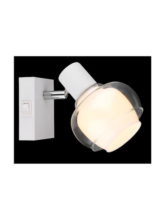 Globo Lighting Lamp Wall with Socket E14 and Switch White 10.5x12.5cm