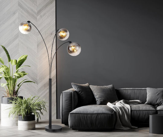 Globo Lighting Floor Lamp H200cm. with Socket for Bulb E27 Black