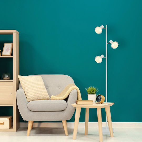 Globo Lighting Floor Lamp H154xW25cm. with Socket for Bulb E14 White