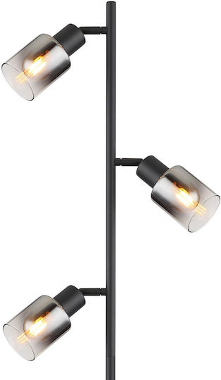 Globo Lighting Floor Lamp H154xW23cm. with Socket for Bulb E14 Black