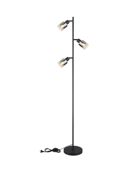 Globo Lighting Floor Lamp H154xW23cm. with Socket for Bulb E14 Black