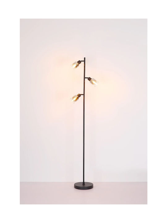 Globo Lighting Floor Lamp H154xW23cm. with Socket for Bulb E14 Black