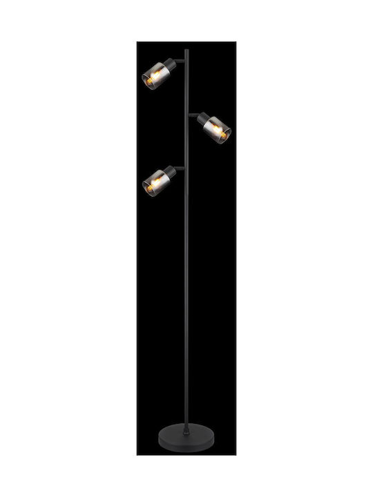 Globo Lighting Floor Lamp H154xW23cm. with Socket for Bulb E14 Black