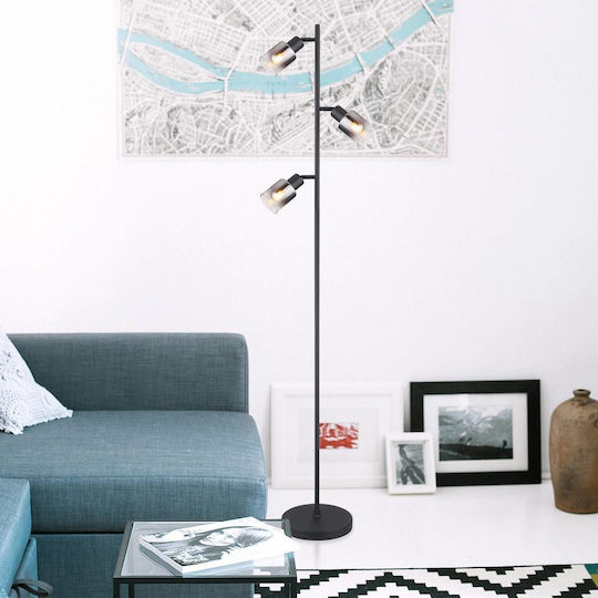 Globo Lighting Floor Lamp H154xW23cm. with Socket for Bulb E14 Black