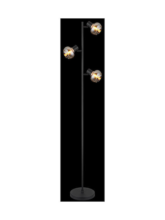 Globo Lighting Floor Lamp H154xW25cm. with Socket for Bulb E14 Black