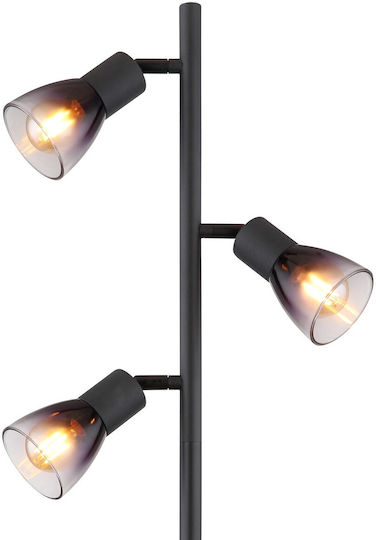 Globo Lighting Floor Lamp H161xW30cm. with Socket for Bulb E14 Black