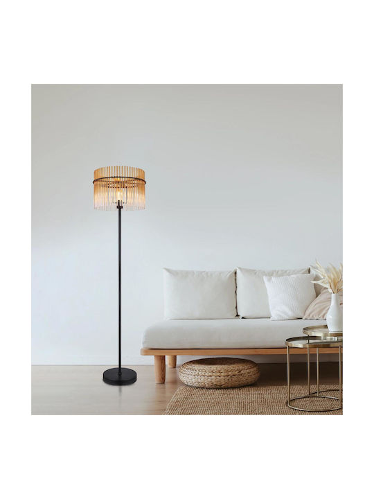 Globo Lighting Floor Lamp H152xW38cm. with Socket for Bulb E27 Black