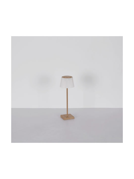 Globo Lighting Wood Table Lamp LED with Beige Shade and Base