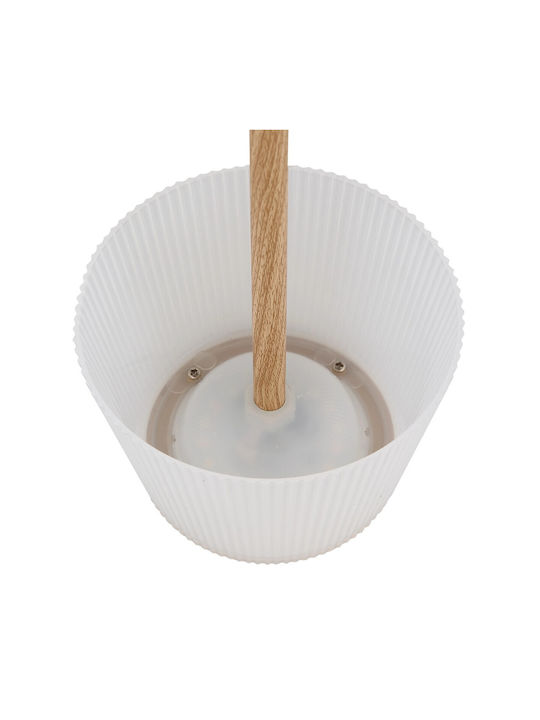 Globo Lighting Wood Table Lamp LED with Beige Shade and Base