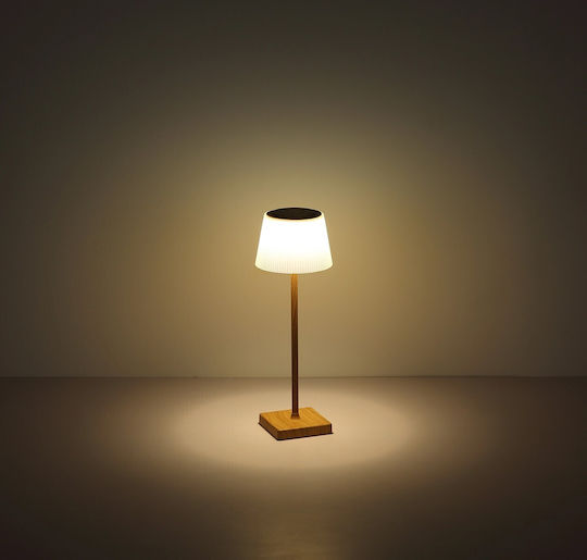 Globo Lighting Wood Table Lamp LED with Beige Shade and Base