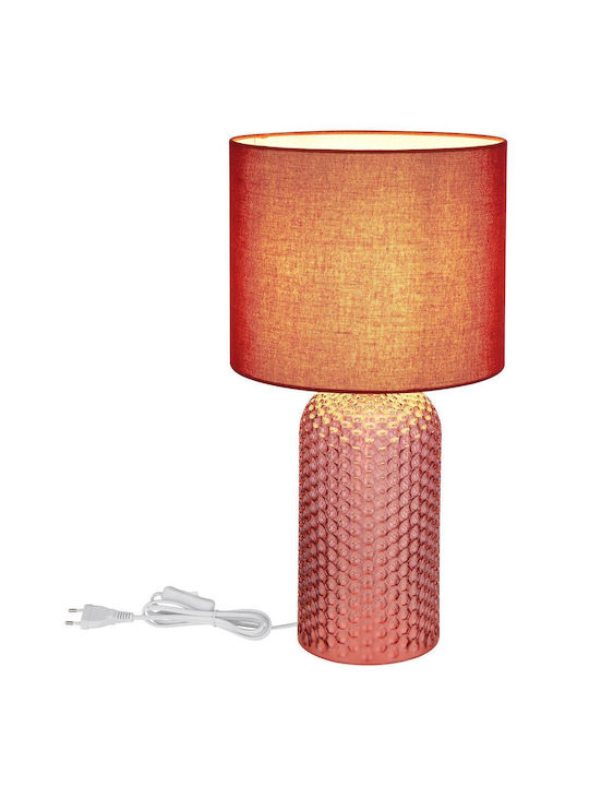 Globo Lighting Glass Table Lamp for Socket E27 with Red Shade and Base