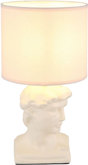 Globo Lighting Kunststoff Tischlampe für Fassung E14 mit Weiß Schirm und Basis