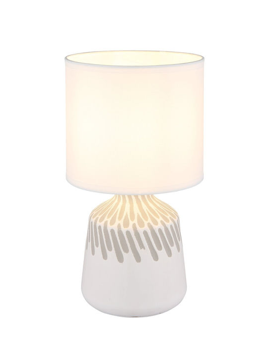 Globo Lighting Plastic Table Lamp for Socket E14 with White Shade and Base