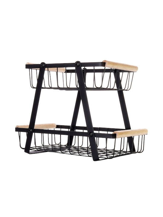 Vilde Фруктова Кошница Метална 2 Нива Черна 17.5x21x28см