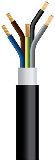 Eurolamp Power Cord Type NYY with Cable Properties 5x1.5mm² in Black Colour 1m
