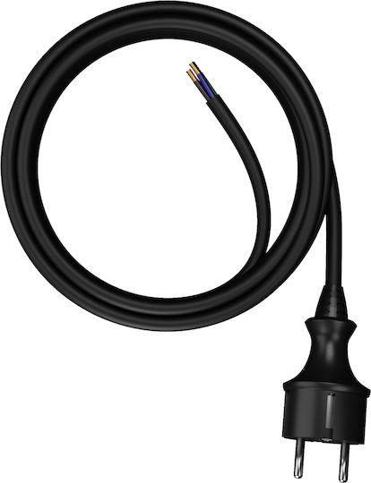 AWTools Netzkabel Typ NYL mit Kabeleigenschaften 2x1.5mm² in Schwarz Farbe 1m
