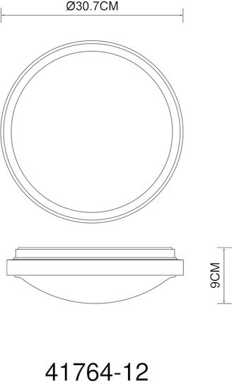 Globo Lighting Кръгла На открито LED Панел 12W с Студено бяло Светлина 6000К 30.9см.