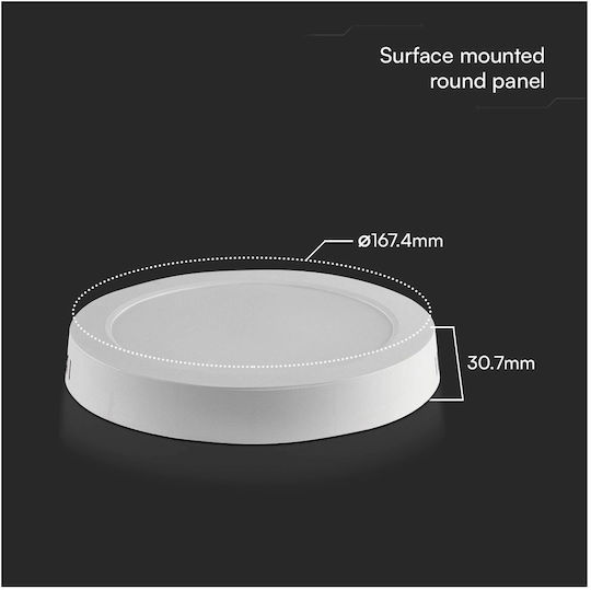V-TAC Στρογγυλό LED Panel 12W με Ψυχρό Λευκό Φως 6400K