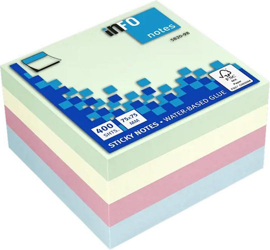 Exas Paper Sticky Note Pads in Cube 400 Sheets 7.5x7.5pcs