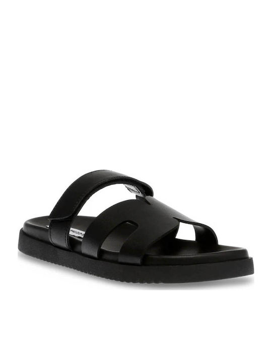 Steve Madden Δερμάτινα Σανδάλια Μαύρα