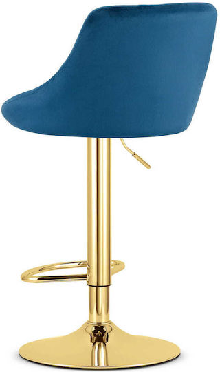 Hocker Bar mit Rückenlehne Gepolstert mit Samt Kast Navy Velvet 35x34x47cm