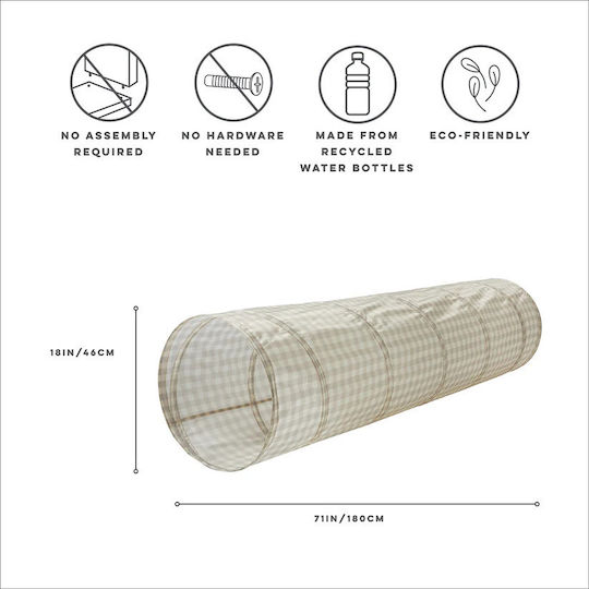 3sprouts Τούνελ Παιχνιδιού Ανακυκλωμένο Ύφασμα Gingham Beige