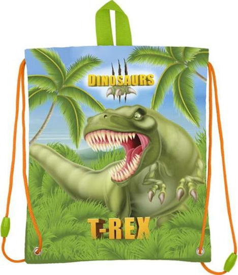 Stor School Hand Lunch Bag Green Dinosaurs
