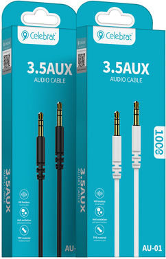 Celebrat 3,5mm Klinkenkabel 3,5mm Stecker - 3,5mm Stecker Schwarz 1m AU-01-BK