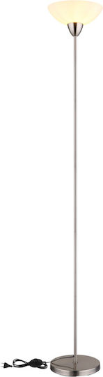 Globo Lighting Floor Lamp H180xW28cm with E27 Lamp Bulb Base Silver